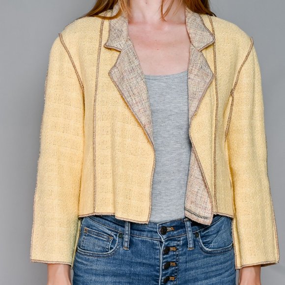CHANEL Tweed Lightweight Yellow Jacket 09P size 34 - Picture 5 of 7